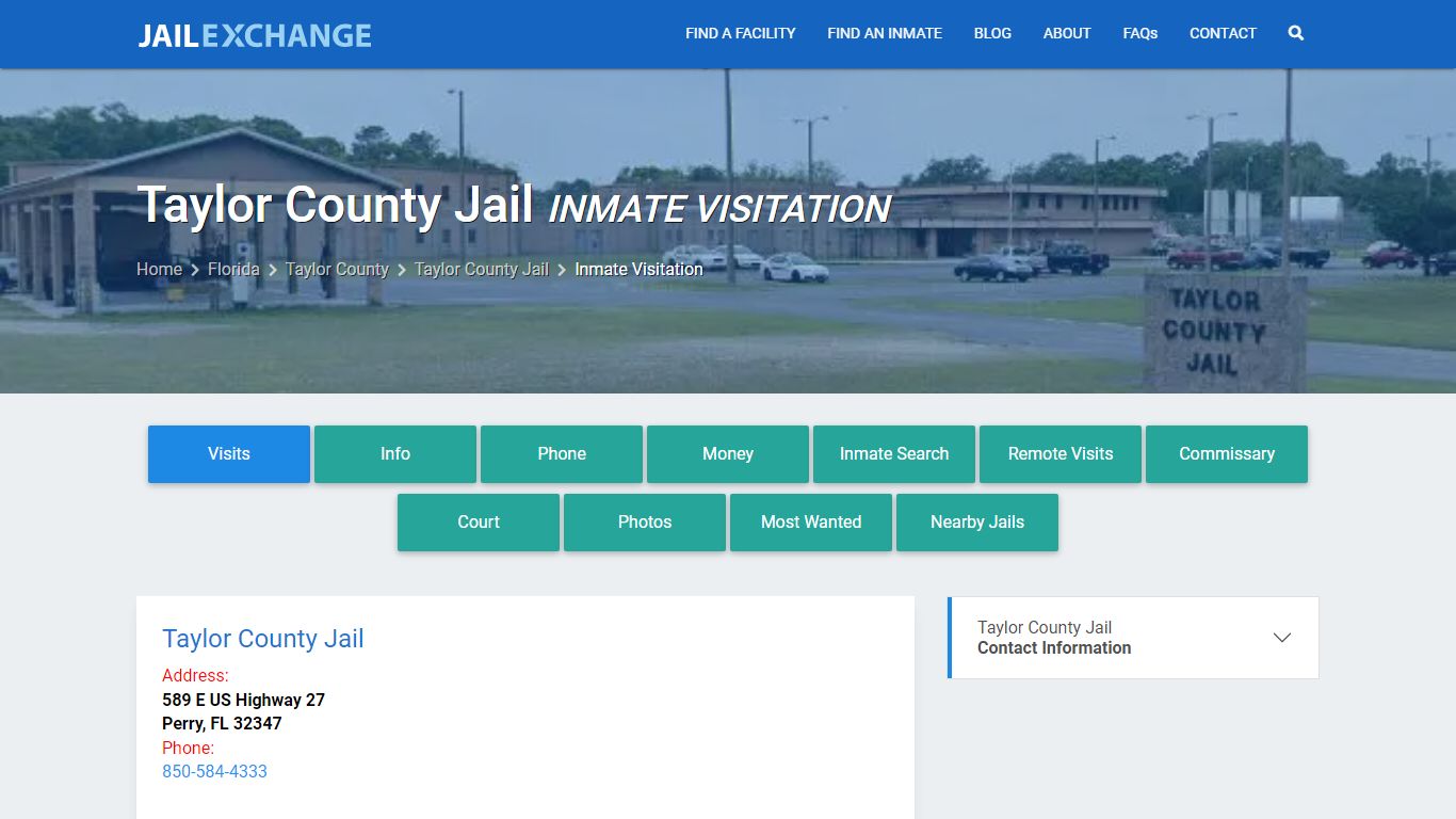Inmate Visitation - Taylor County Jail, FL - Jail Exchange